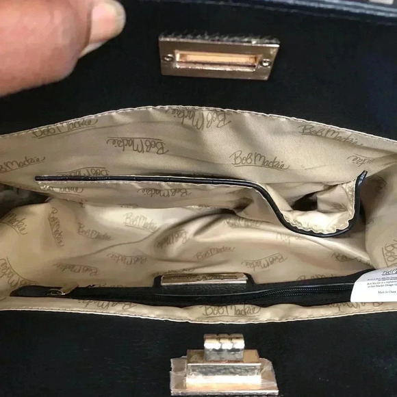 Bob Mackie Black Handbag with Double Handle and Crossbody/Shoulder Strap. - Picture 9 of 11